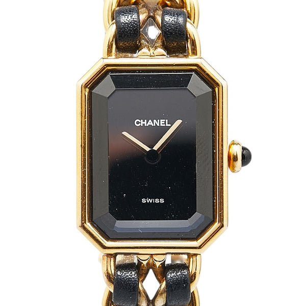 シャネル プルミエール 腕時計 サイズ：L H0001 クオーツ ブラック文字盤 メッキ レザー レディース CHANEL 【中古】