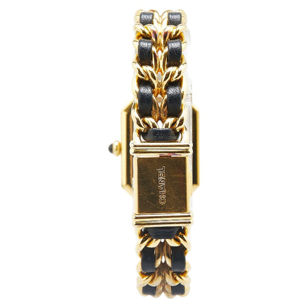 シャネル プルミエール 腕時計 サイズ：L H0001 クオーツ ブラック文字盤 メッキ レザー レディース CHANEL 【中古】