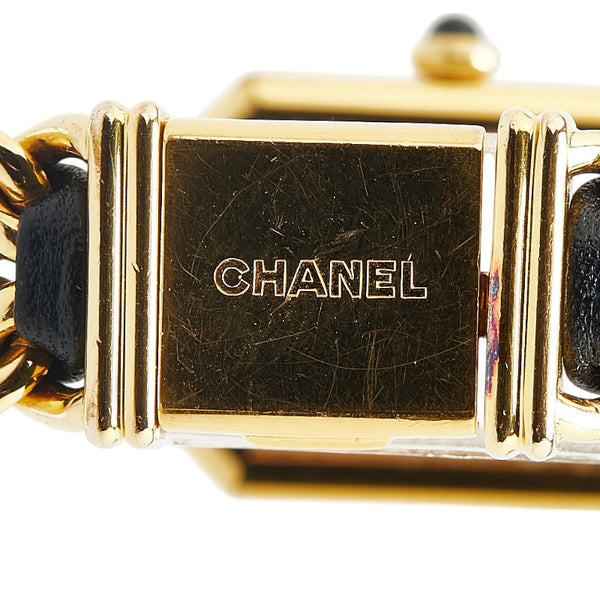 シャネル プルミエール 腕時計 サイズ：L H0001 クオーツ ブラック文字盤 メッキ レザー レディース CHANEL 【中古】