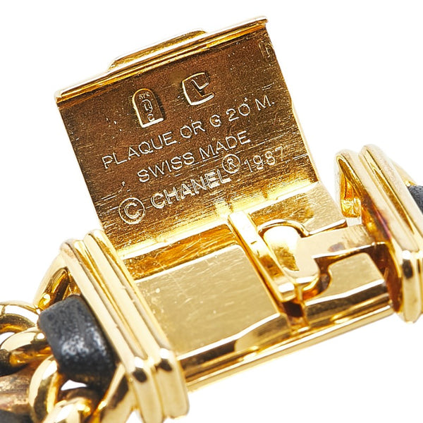 シャネル プルミエール 腕時計 サイズ：L H0001 クオーツ ブラック文字盤 メッキ レザー レディース CHANEL 【中古】