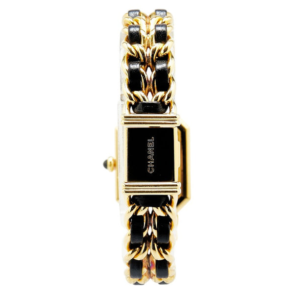 シャネル プルミエール 腕時計 サイズ：L H0001 クオーツ ブラック文字盤 メッキ レザー レディース CHANEL 【中古】