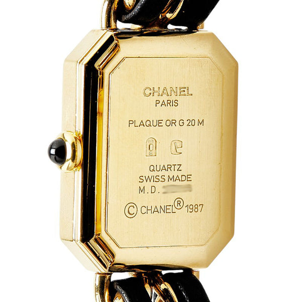 シャネル プルミエール 腕時計 サイズ：L H0001 クオーツ ブラック文字盤 メッキ レザー レディース CHANEL 【中古】