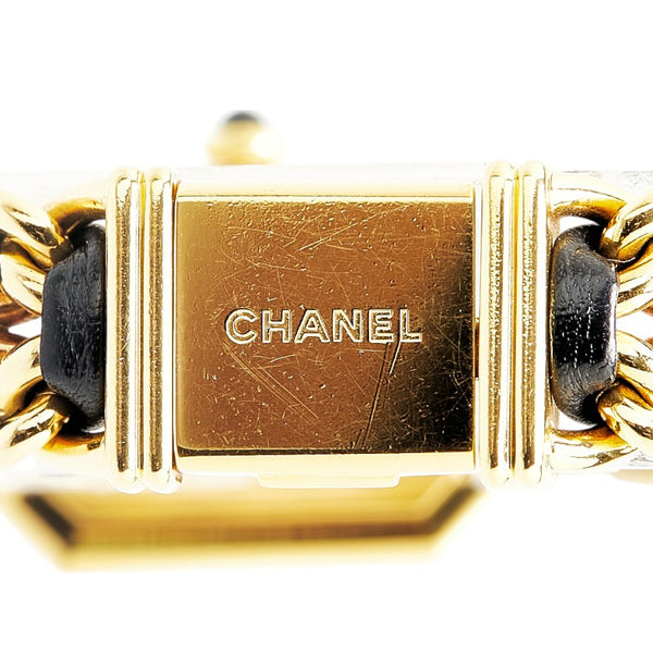 シャネル プルミエール 腕時計 サイズ：L H0001 クオーツ ブラック文字盤 メッキ レザー レディース CHANEL 【中古】