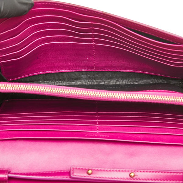 サンローラン YSLロゴ サッチェル ミディアム 斜め掛け チェーン ショルダーバッグ 377829 ピンク パテントレザー レディース SAINT LAURENT 【中古】