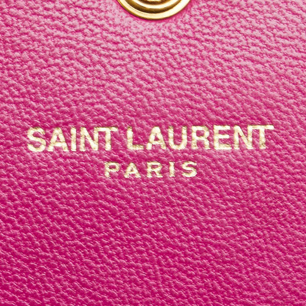サンローラン YSLロゴ サッチェル ミディアム 斜め掛け チェーン ショルダーバッグ 377829 ピンク パテントレザー レディース SAINT LAURENT 【中古】