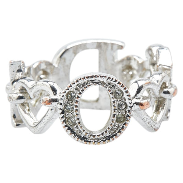 ディオール ロゴ ハート リング 指輪 メタル ラインストーン レディース Dior 【中古】