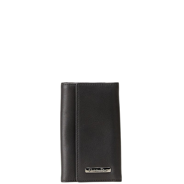 ディオール ロゴプレート 6連 キーケース ブラック レザー レディース Dior 【中古】