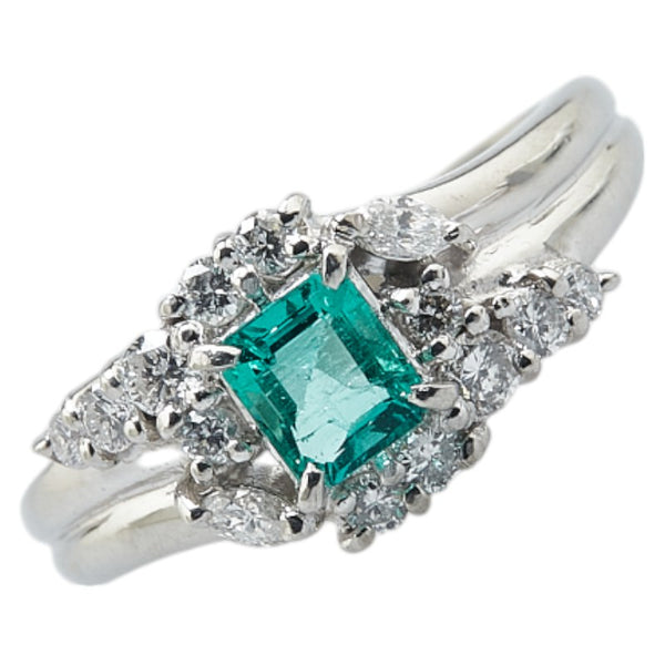 Pt900 プラチナ エメラルド0.44ct リング 指輪 レディース 13号 【中古】