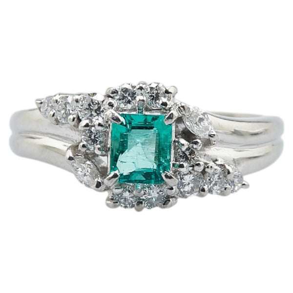 Pt900 プラチナ エメラルド0.44ct リング 指輪 レディース 13号 【中古】
