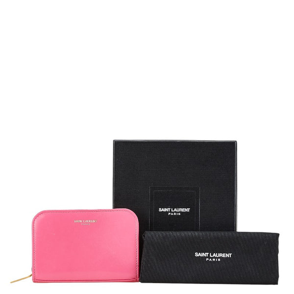 サンローラン ラウンドファスナー コインケース 326598 ピンク レザー レディース SAINT LAURENT 【中古】