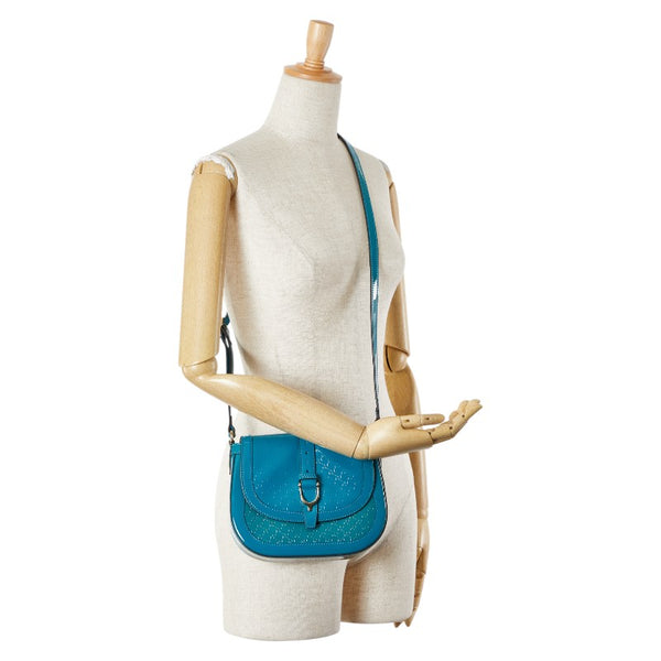 グッチ GGスプリーム ショルダーバッグ 336749 ブルー グリーン エナメル レディース GUCCI 【中古】