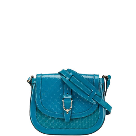 グッチ GGスプリーム ショルダーバッグ 336749 ブルー グリーン エナメル レディース GUCCI 【中古】