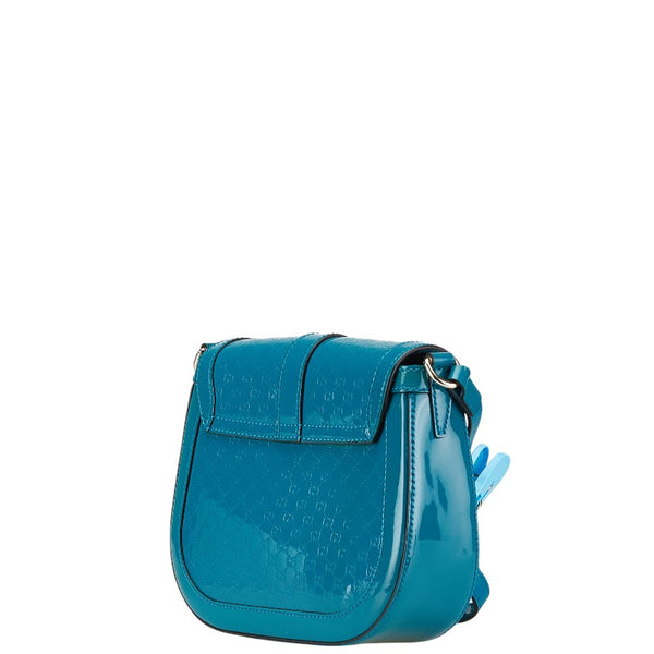 グッチ GGスプリーム ショルダーバッグ 336749 ブルー グリーン エナメル レディース GUCCI 【中古】