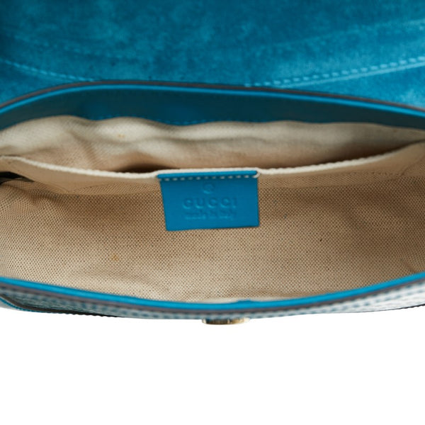 グッチ GGスプリーム ショルダーバッグ 336749 ブルー グリーン エナメル レディース GUCCI 【中古】