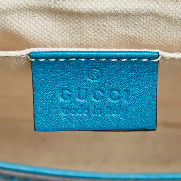 グッチ GGスプリーム ショルダーバッグ 336749 ブルー グリーン エナメル レディース GUCCI 【中古】