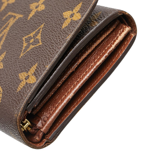 ルイ ヴィトン モノグラム ポルトモネ ビエ トレゾール 二つ折り財布 M61730 ブラウン PVC レザー レディース LOUIS VUITTON 【中古】