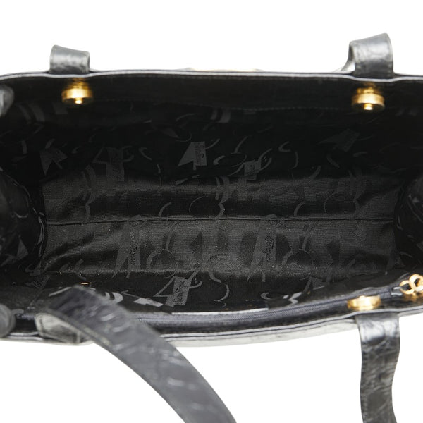 サルヴァトーレフェラガモ ヴァラ クロコ型押し ハンドバッグ トートバッグ BK-21 2530 ブラック レザー レディース Salvatore Ferragamo 【中古】