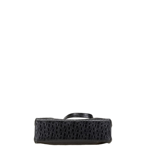 サルヴァトーレフェラガモ ヴァラ クロコ型押し ハンドバッグ トートバッグ BK-21 2530 ブラック レザー レディース Salvatore Ferragamo 【中古】