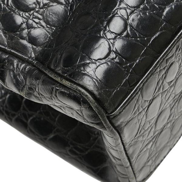 サルヴァトーレフェラガモ ヴァラ クロコ型押し ハンドバッグ トートバッグ BK-21 2530 ブラック レザー レディース Salvatore Ferragamo 【中古】