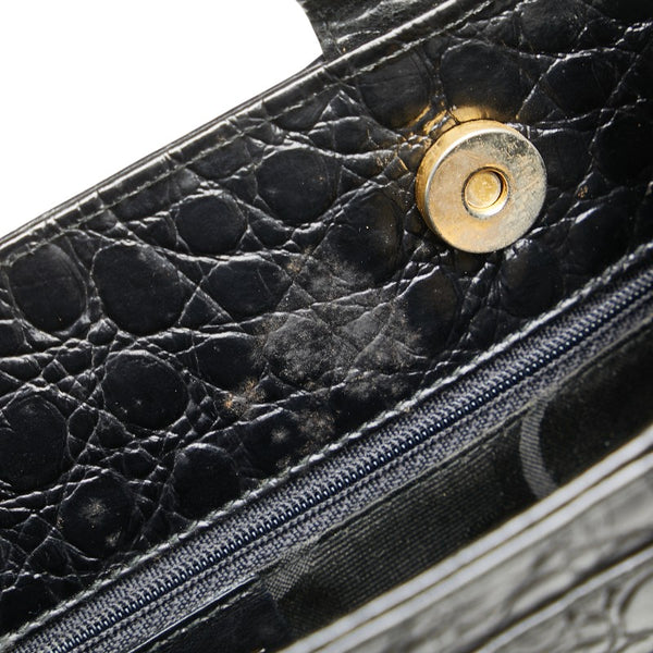 サルヴァトーレフェラガモ ヴァラ クロコ型押し ハンドバッグ トートバッグ BK-21 2530 ブラック レザー レディース Salvatore Ferragamo 【中古】