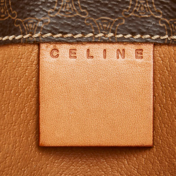 セリーヌ マカダム 斜め掛け ショルダーバッグ ブラウン PVC レザー レディース CELINE 【中古】