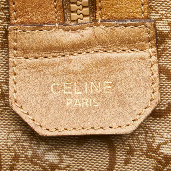 セリーヌ Cマカダム ハンドバッグ ミニボストンバッグ ベージュ PVC レザー レディース CELINE 【中古】