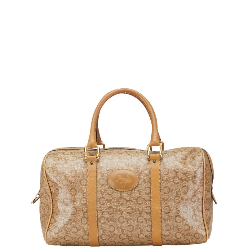 セリーヌ Cマカダム ハンドバッグ ミニボストンバッグ ベージュ PVC レザー レディース CELINE 【中古】