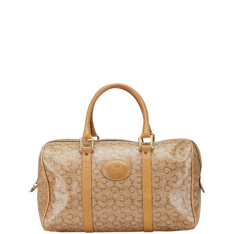 セリーヌ Cマカダム ハンドバッグ ミニボストンバッグ ベージュ PVC レザー レディース CELINE 【中古】
