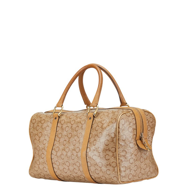 セリーヌ Cマカダム ハンドバッグ ミニボストンバッグ ベージュ PVC レザー レディース CELINE 【中古】