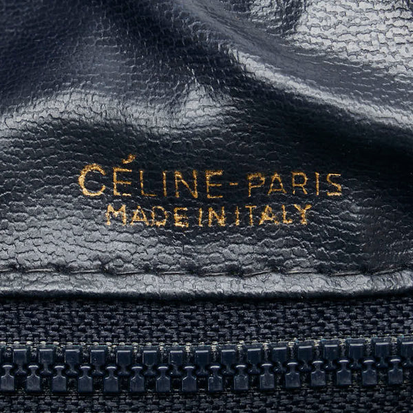 セリーヌ Cマカダム ハンドバッグ ミニボストンバッグ ネイビー キャンバス レザー レディース CELINE 【中古】