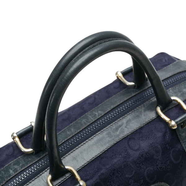セリーヌ Cマカダム ハンドバッグ ミニボストンバッグ ネイビー キャンバス レザー レディース CELINE 【中古】
