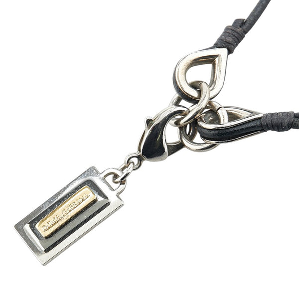 ドルチェアンドガッバーナ ネックレス シルバー ゴールド ブラック メタル レザー メッキ メンズ DOLCE&GABBANA 【中古】
