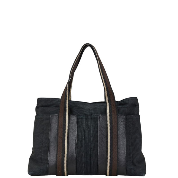 エルメス トロカホリゾンタルMM ハンドバッグ ブラック キャンバス レザー レディース HERMES 【中古】