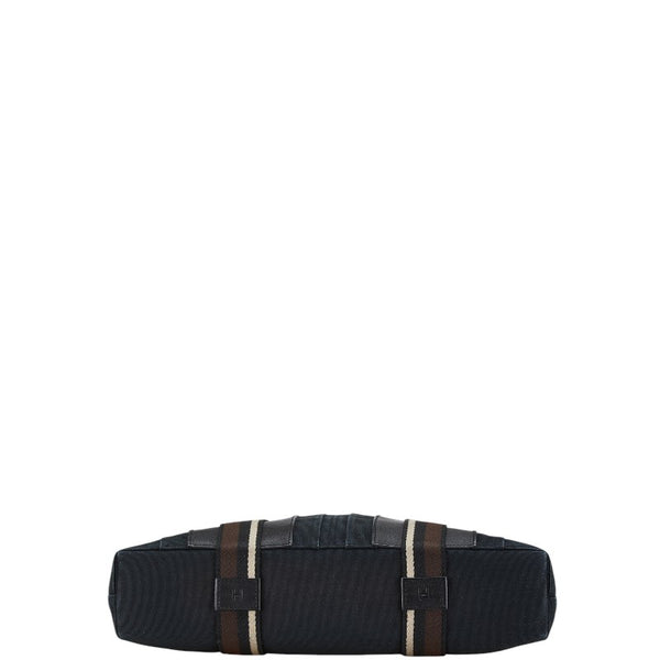 エルメス トロカホリゾンタルMM ハンドバッグ ブラック キャンバス レザー レディース HERMES 【中古】