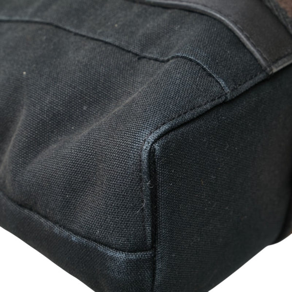 エルメス トロカホリゾンタルMM ハンドバッグ ブラック キャンバス レザー レディース HERMES 【中古】