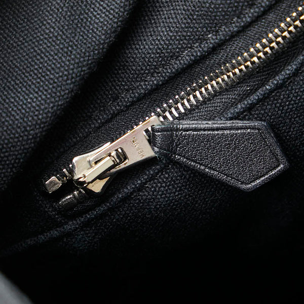 エルメス トロカホリゾンタルMM ハンドバッグ ブラック キャンバス レザー レディース HERMES 【中古】