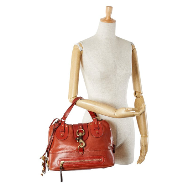 クロエ ホース ホースシュー 馬蹄 ハンドバッグ トートバッグ オレンジ レザー レディース Chloe 【中古】