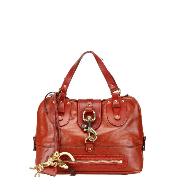 クロエ ホース ホースシュー 馬蹄 ハンドバッグ トートバッグ オレンジ レザー レディース Chloe 【中古】