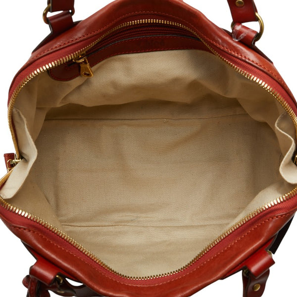 クロエ ホース ホースシュー 馬蹄 ハンドバッグ トートバッグ オレンジ レザー レディース Chloe 【中古】