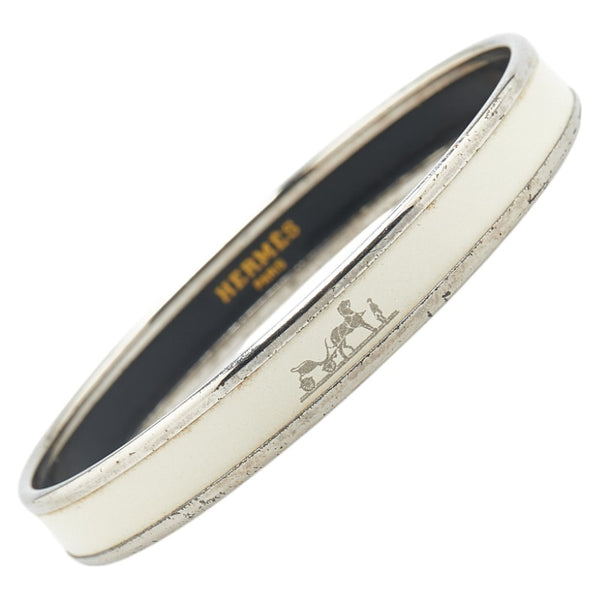 エルメス エマイユPM カレーシュ バングル ホワイト シルバー メタル レディース HERMES 【中古】