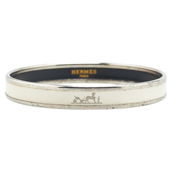 エルメス エマイユPM カレーシュ バングル ホワイト シルバー メタル レディース HERMES 【中古】
