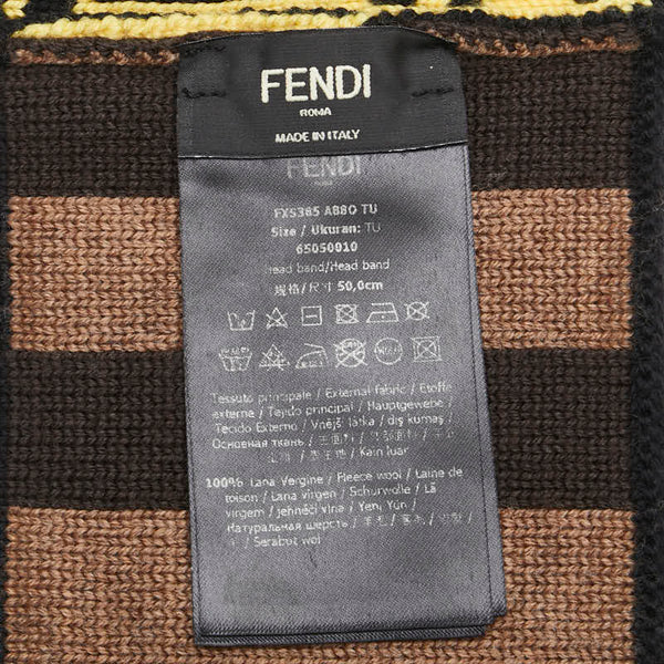 フェンディ ズッカ ヘアバンド ヘアアクセサリー ブラウン イエロー ブラック ウール レディース FENDI 【中古】