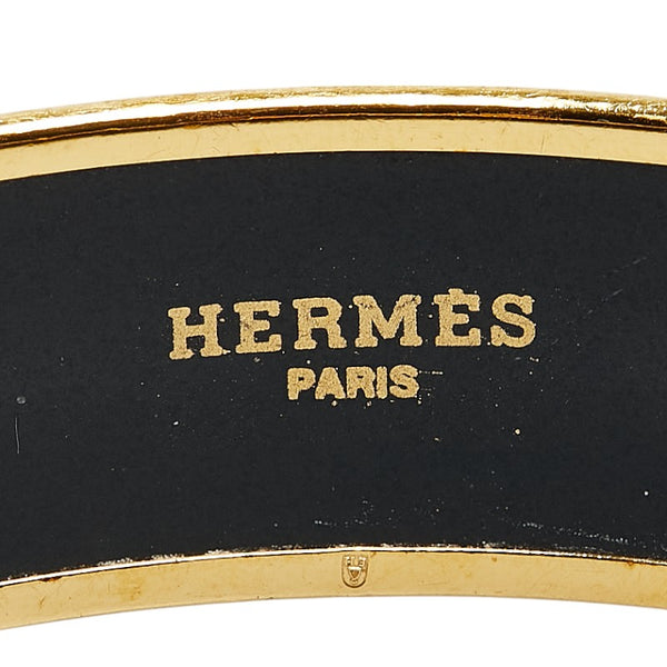 エルメス エマイユGM ロゴ バングル ホワイト マルチカラー ゴールド メッキ レディース HERMES 【中古】