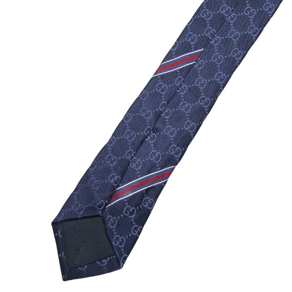 グッチ GG柄 ネクタイ ネイビー シルク メンズ GUCCI 【中古】