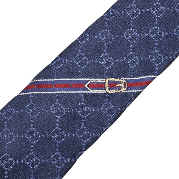 グッチ GG柄 ネクタイ ネイビー シルク メンズ GUCCI 【中古】