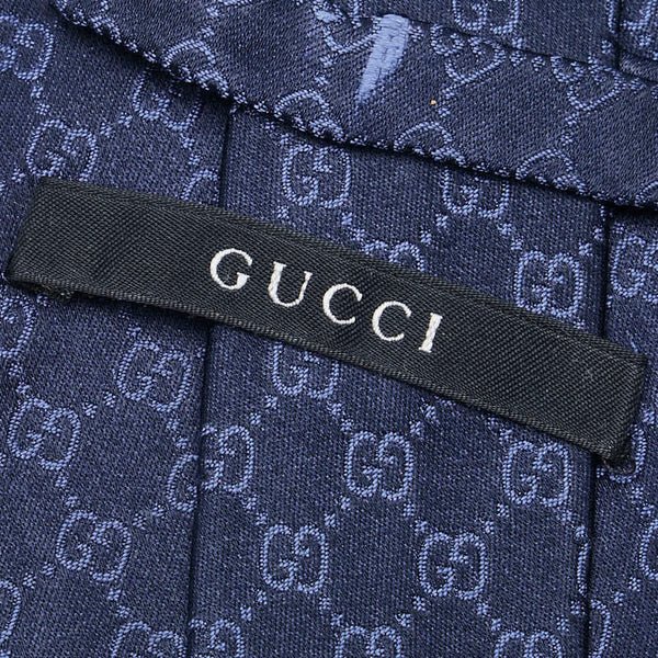 グッチ GG柄 ネクタイ ネイビー シルク メンズ GUCCI 【中古】