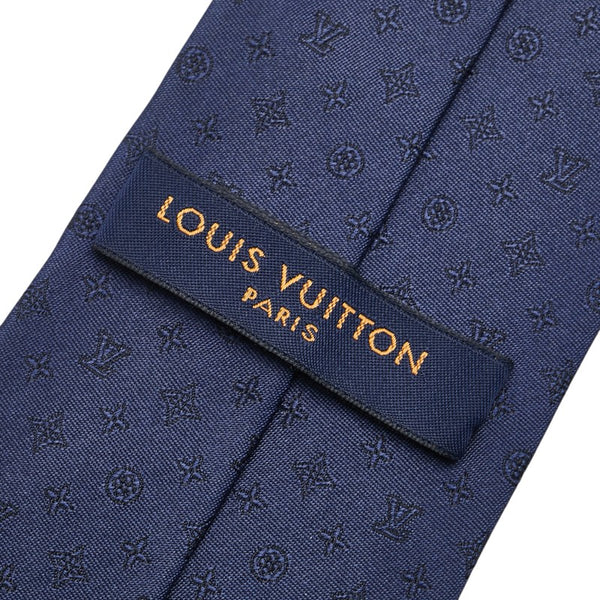 ルイ ヴィトン モノグラム クラヴァット ネクタイ M76836 ネイビー シルク メンズ LOUIS VUITTON 【中古】