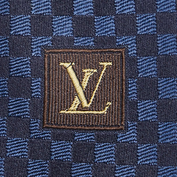 ルイ ヴィトン マイクロ ダミエ ネクタイ ネイビー シルク メンズ LOUIS VUITTON 【中古】