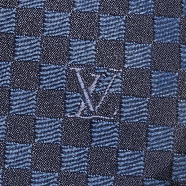 ルイ ヴィトン マイクロ ダミエ ネクタイ ネイビー シルク メンズ LOUIS VUITTON 【中古】