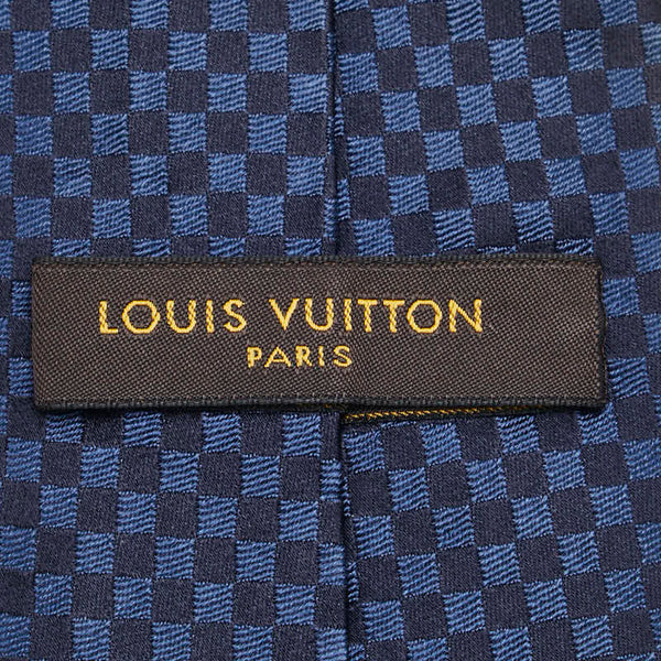 ルイ ヴィトン マイクロ ダミエ ネクタイ ネイビー シルク メンズ LOUIS VUITTON 【中古】